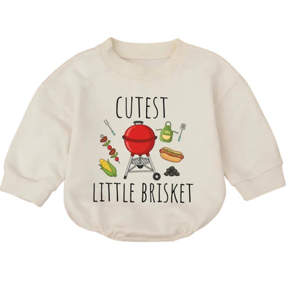 Cutest Little Brisket Baby Romper Sweatshirt, BBQ Romper Sweatshirt Baby BB0684