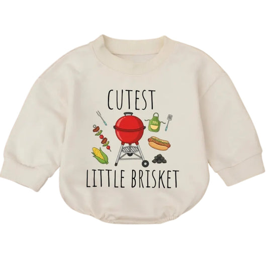 Cutest Little Brisket Baby Romper Sweatshirt, BBQ Romper Sweatshirt Baby BB0684