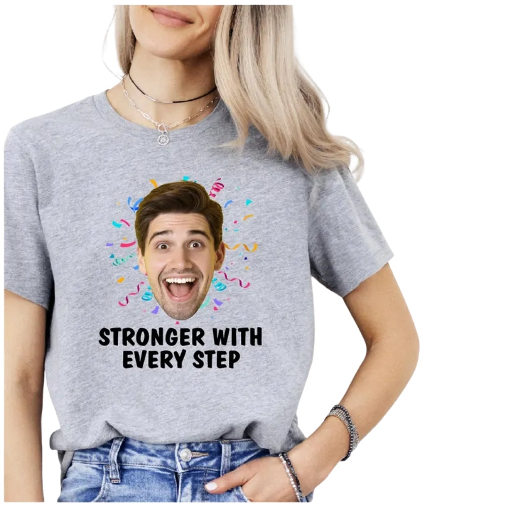 Marathon Crew Stronger With Every Step Custom Photo Matching T Shirts, Custom Marathon Matching Shirts For Team ET0873