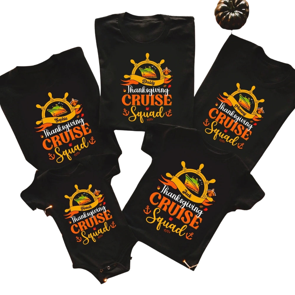 Thanksgiving Cruise Squad Personalized Matching Family T Shirts, Custom Thanksgiving Cruise Trip Matching Shirts For Family ET0535