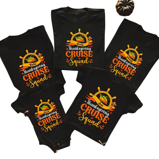 Thanksgiving Cruise Squad Personalized Matching Family T Shirts, Custom Thanksgiving Cruise Trip Matching Shirts For Family ET0535