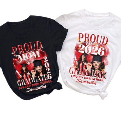 Custom Photo Family Proud Graduation T Shirts, Custom Matching Family Shirts For Graduation ET0092