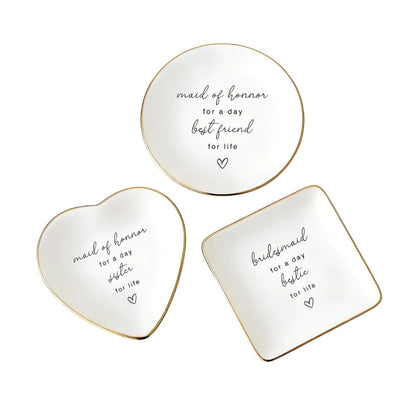 Maid of Honor Best Friend For Life Jewelry Dish, Wedding Bridesmaid Ring Dish For Best Friend WD0433