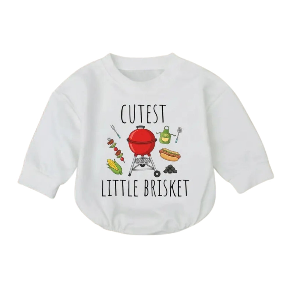 Cutest Little Brisket Baby Romper Sweatshirt, BBQ Romper Sweatshirt Baby BB0684