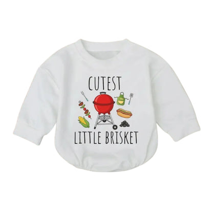 Cutest Little Brisket Baby Romper Sweatshirt, BBQ Romper Sweatshirt Baby BB0684