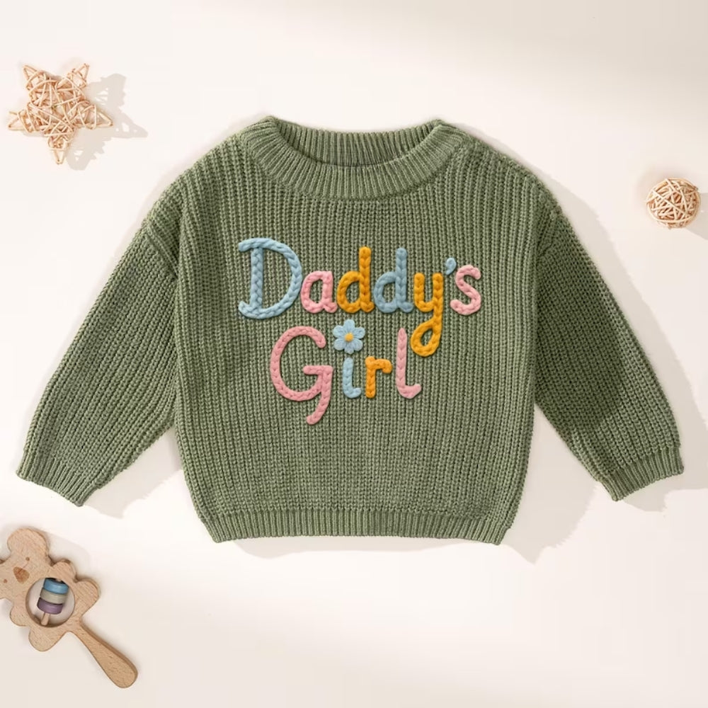 Daddy's Girl Baby Embroidered Knit Sweater, Baby Girl Sweatshirt BB0768