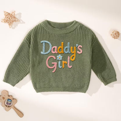 Daddy's Girl Baby Embroidered Knit Sweater, Baby Girl Sweatshirt BB0768
