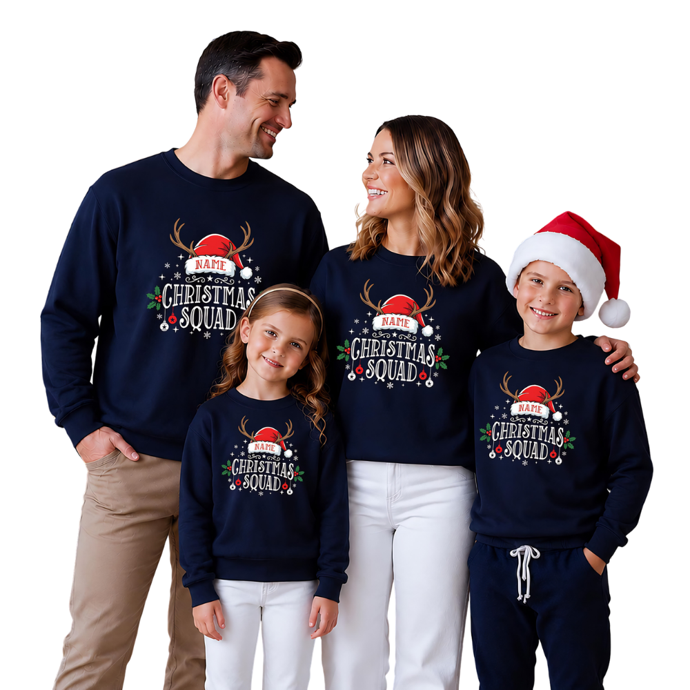 Custom Christmas Squad Family Matching Sweatshirt, Custom Christmas Sweatshirt For Family ET1643