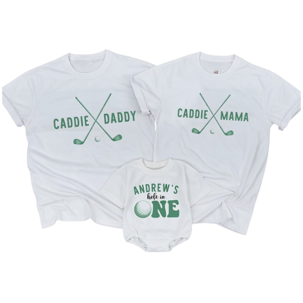 Hole In One Personalized Golf First Birthday Family T Shirts Matching, Custom 1st Birthday Golf Family Shirts ET1582