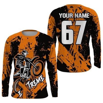 Custom Rider Dirt Bike Long Sleeve Jersey Mens Green, Custom Racing Dirt Bike Shirts MZ0076