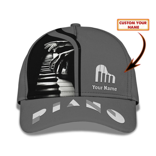 Piano Classic Cap Pianist Personalized Name 3D Baseball Cap Gift For Piano Lover CA0334