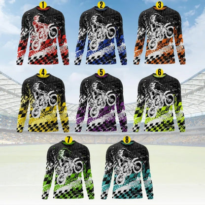 Custom Name Number Red Motocross Racing Long Sleeve Jersey Shirts For Men, Custom Dirt Bike Shirts ME0040