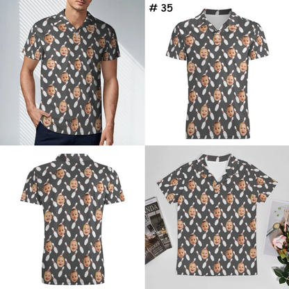Custom Face Bowling Polo Shirt For Men, Custom Photo Bowling Shirts BE0122