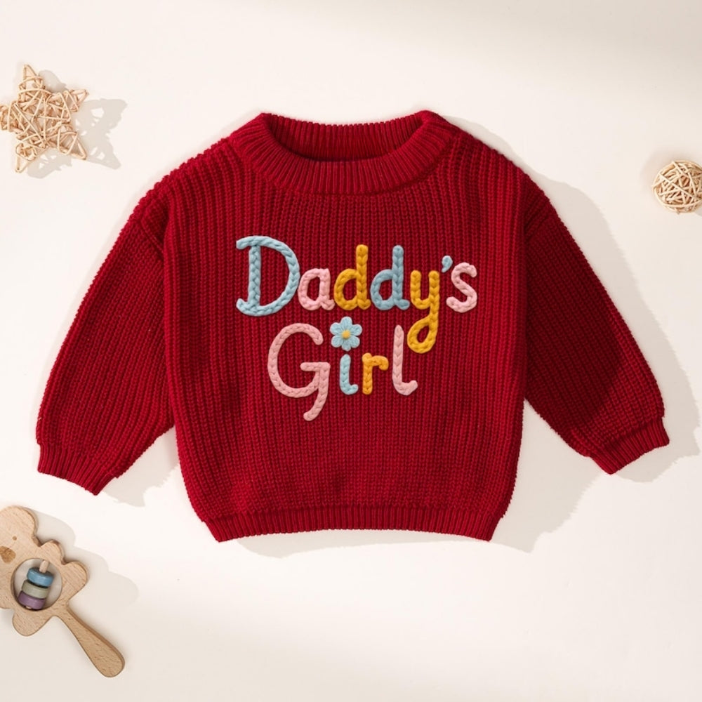 Daddy's Girl Baby Embroidered Knit Sweater, Baby Girl Sweatshirt BB0768