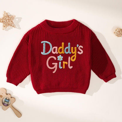 Daddy's Girl Baby Embroidered Knit Sweater, Baby Girl Sweatshirt BB0768