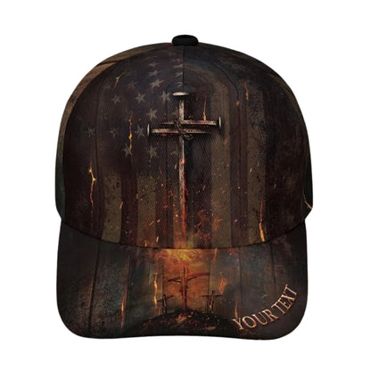 Custom Name USA Flag Jesus Christian Baseball Cap, Custom Cross Christian Caps CP0102
