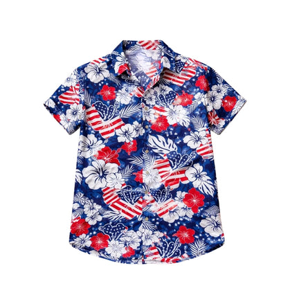 Tropical USA Flag Hawaiian Shirt For Independence Day, 4th Of July Tropical Hawaiian Shirts HE0192