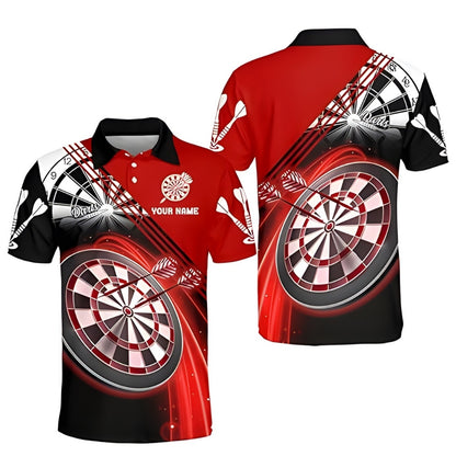 Custom Red Lightning Dart Men's Polo Shirts For Team, Custom Darts Shirts DZ0012