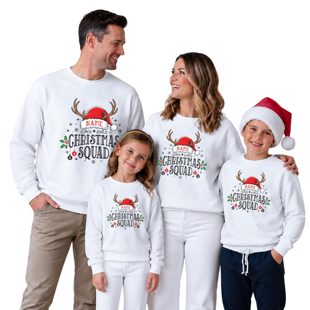 Custom Christmas Squad Family Matching Sweatshirt, Custom Christmas Sweatshirt For Family ET1643