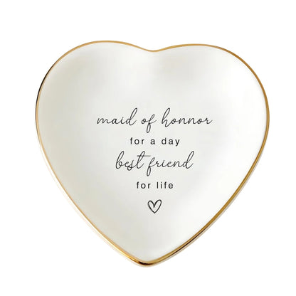 Maid of Honor Best Friend For Life Jewelry Dish, Wedding Bridesmaid Ring Dish For Best Friend WD0433
