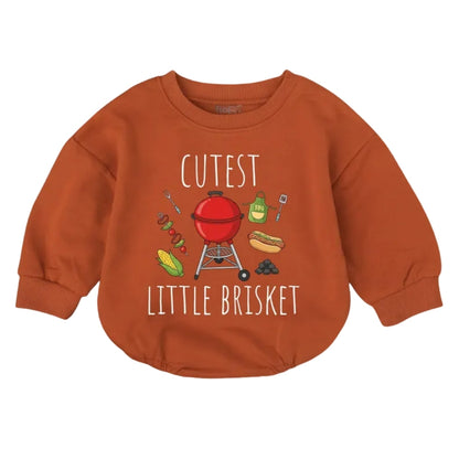 Cutest Little Brisket Baby Romper Sweatshirt, BBQ Romper Sweatshirt Baby BB0684