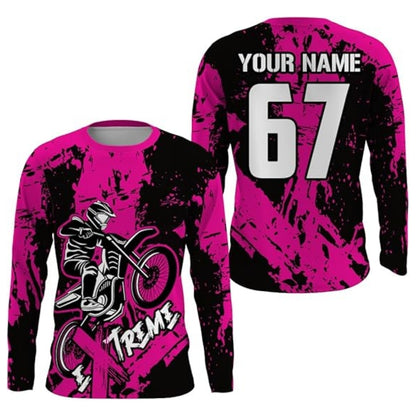 Custom Rider Dirt Bike Long Sleeve Jersey Mens Green, Custom Racing Dirt Bike Shirts MZ0076