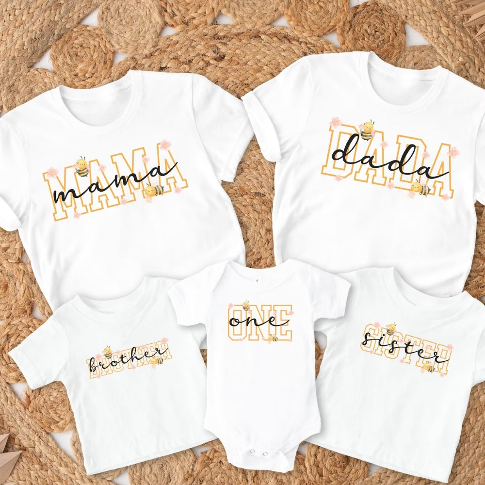 Custom Matching Family Bee T Shirt For 1st Birthday, Custom Bee Lover First Birthday Family Matching Shirts ET0252