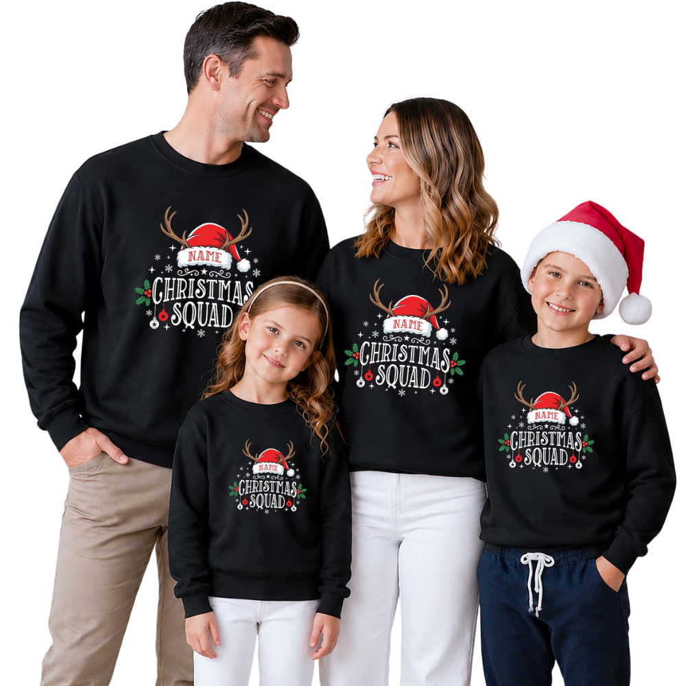 Custom Christmas Squad Family Matching Sweatshirt, Custom Christmas Sweatshirt For Family ET1643