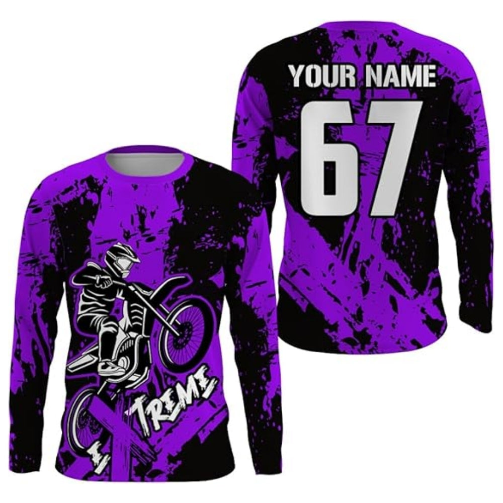 Custom Rider Dirt Bike Long Sleeve Jersey Mens Green, Custom Racing Dirt Bike Shirts MZ0076