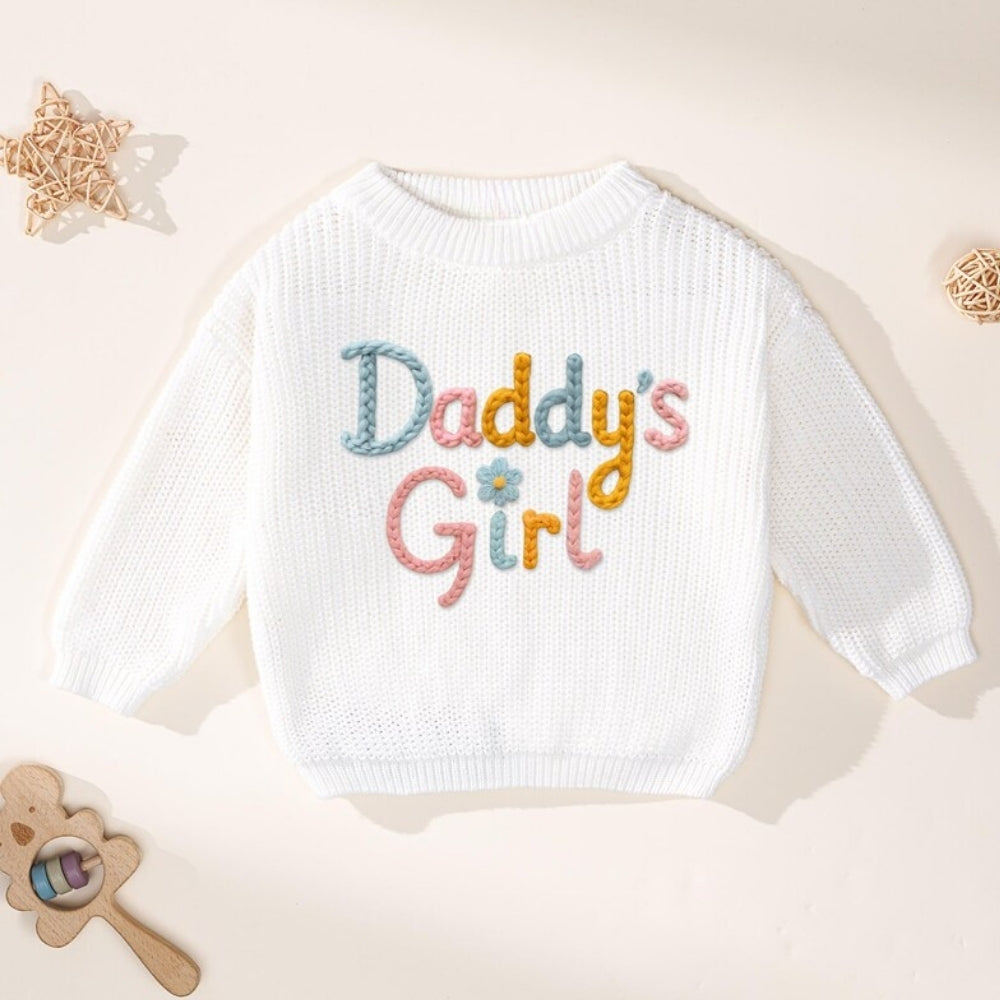 Daddy's Girl Baby Embroidered Knit Sweater, Baby Girl Sweatshirt BB0768