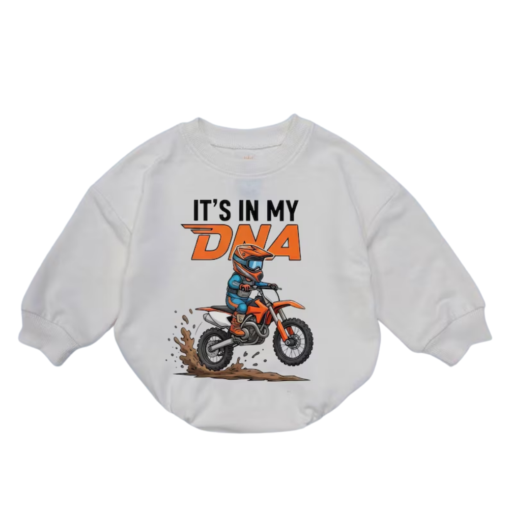 It's In My DNA Baby Romper Sweatshirt, Baby Motocross Lover Romper Sweatshirt BB0245
