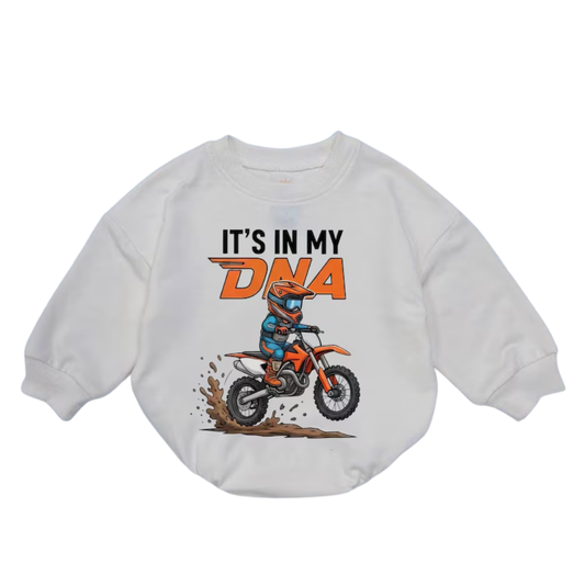 It's In My DNA Baby Romper Sweatshirt, Baby Motocross Lover Romper Sweatshirt BB0245