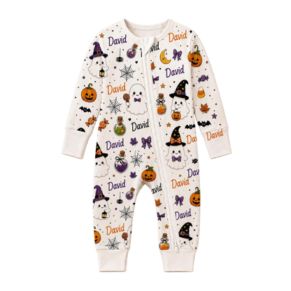 Halloween Custom Baby Name Convertible Zippy Romper, Custom Halloween Baby Romper Convertible BB0930