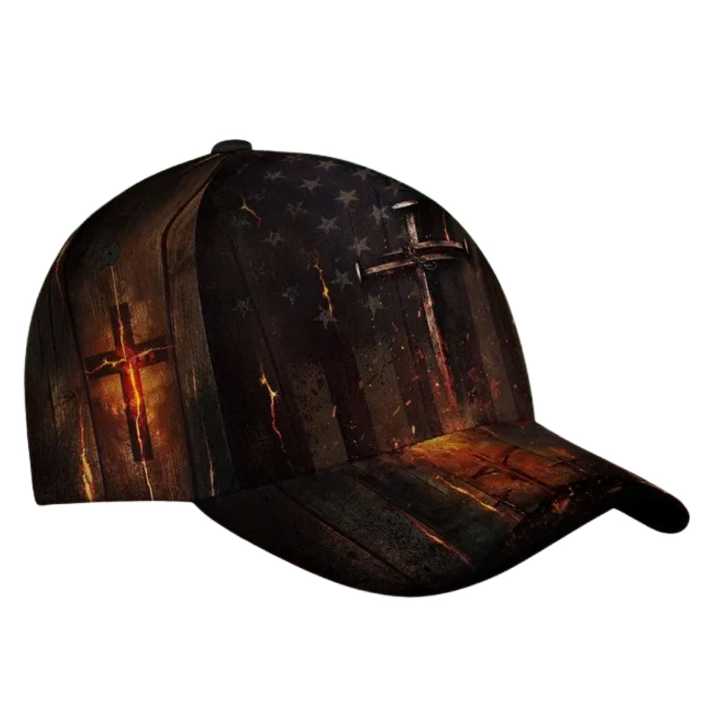 Custom Name USA Flag Jesus Christian Baseball Cap, Custom Cross Christian Caps CP0102