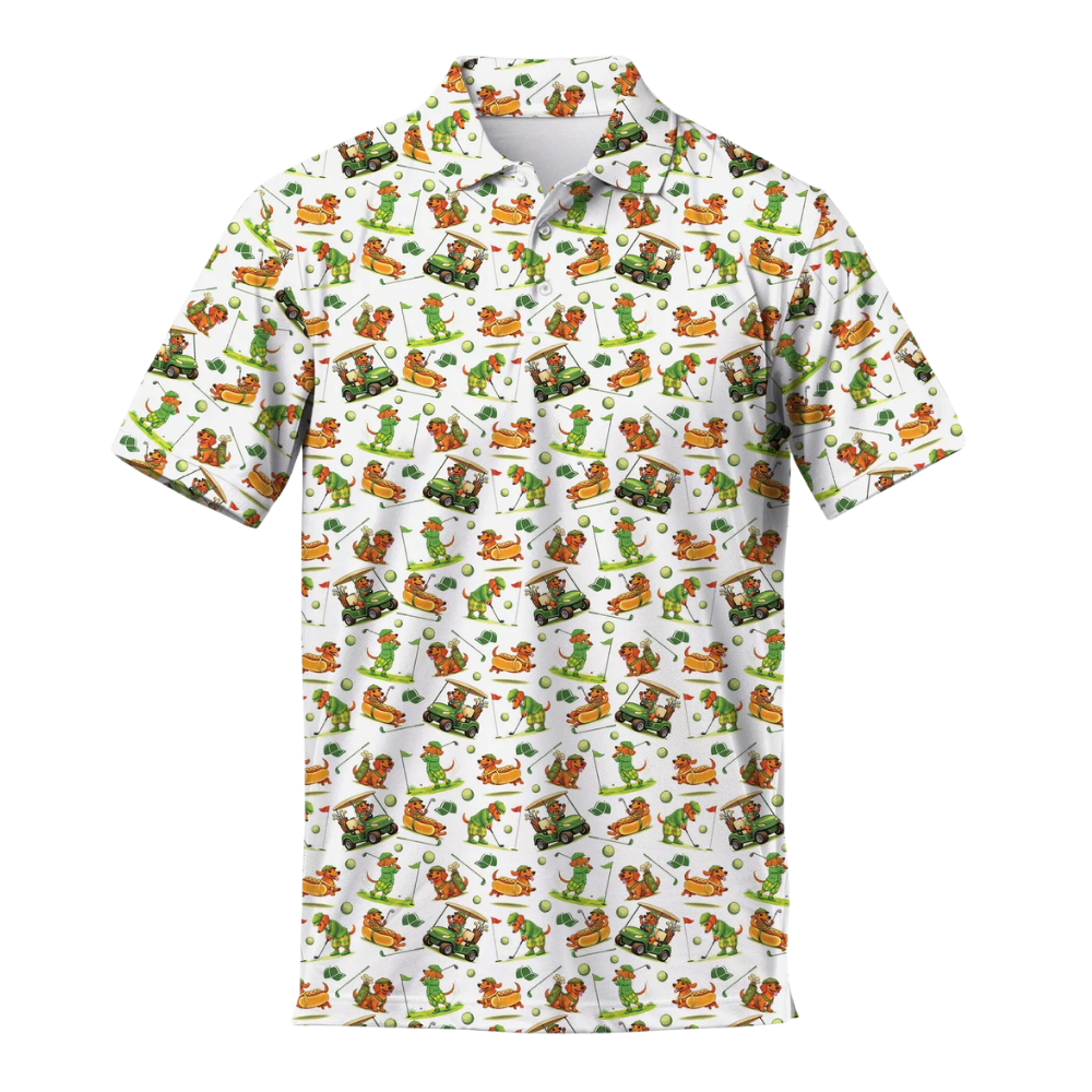 Dachshund Hot Dog Mens Golf Polo Shirt, Dachshund Golf Shirt For Dog Lover GE0526