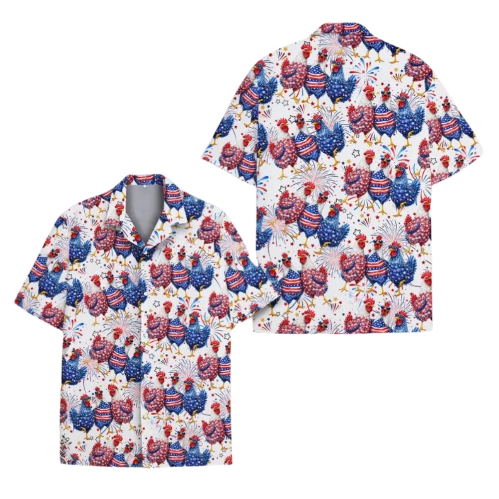 Rooster USA Flag 4th Of July Hawaiian Shirt For Men Women, Independence Day Hawaiian Shirts For Rooster Lover HE0193