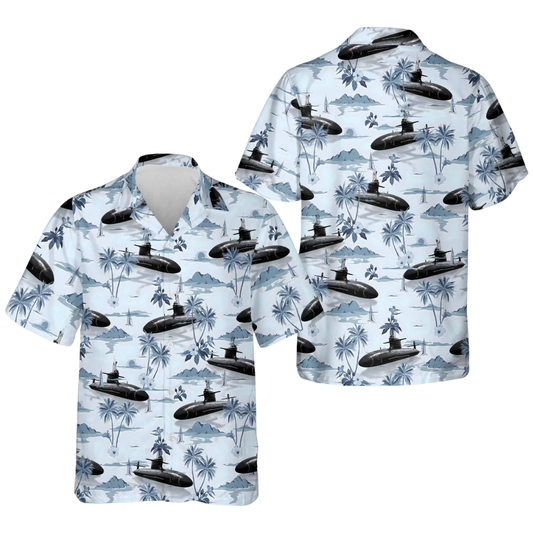 Tropical Submarine Hawaiian Shirt For Men, Submarine Military Hawaiian Shirts HE0285