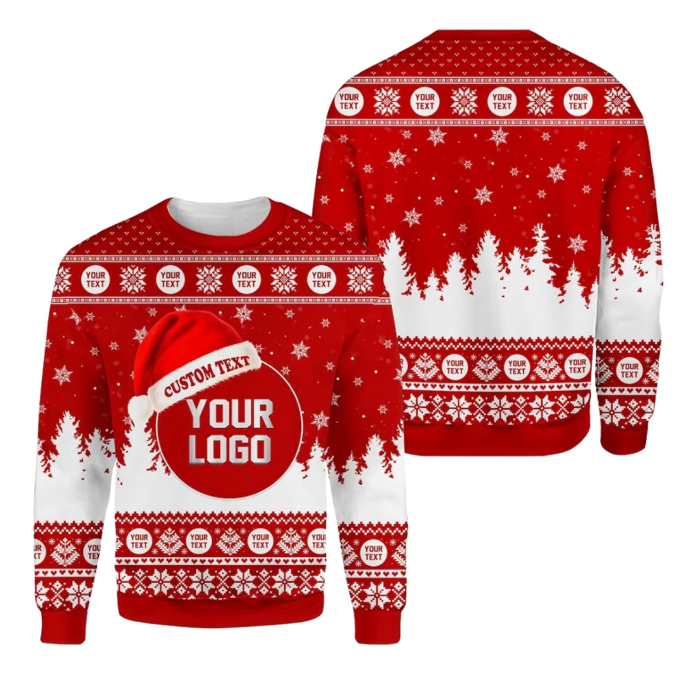Custom Logo Ugly Xmas Sweatshirt Navy And White, Custom Christmas Sweater 2D1083
