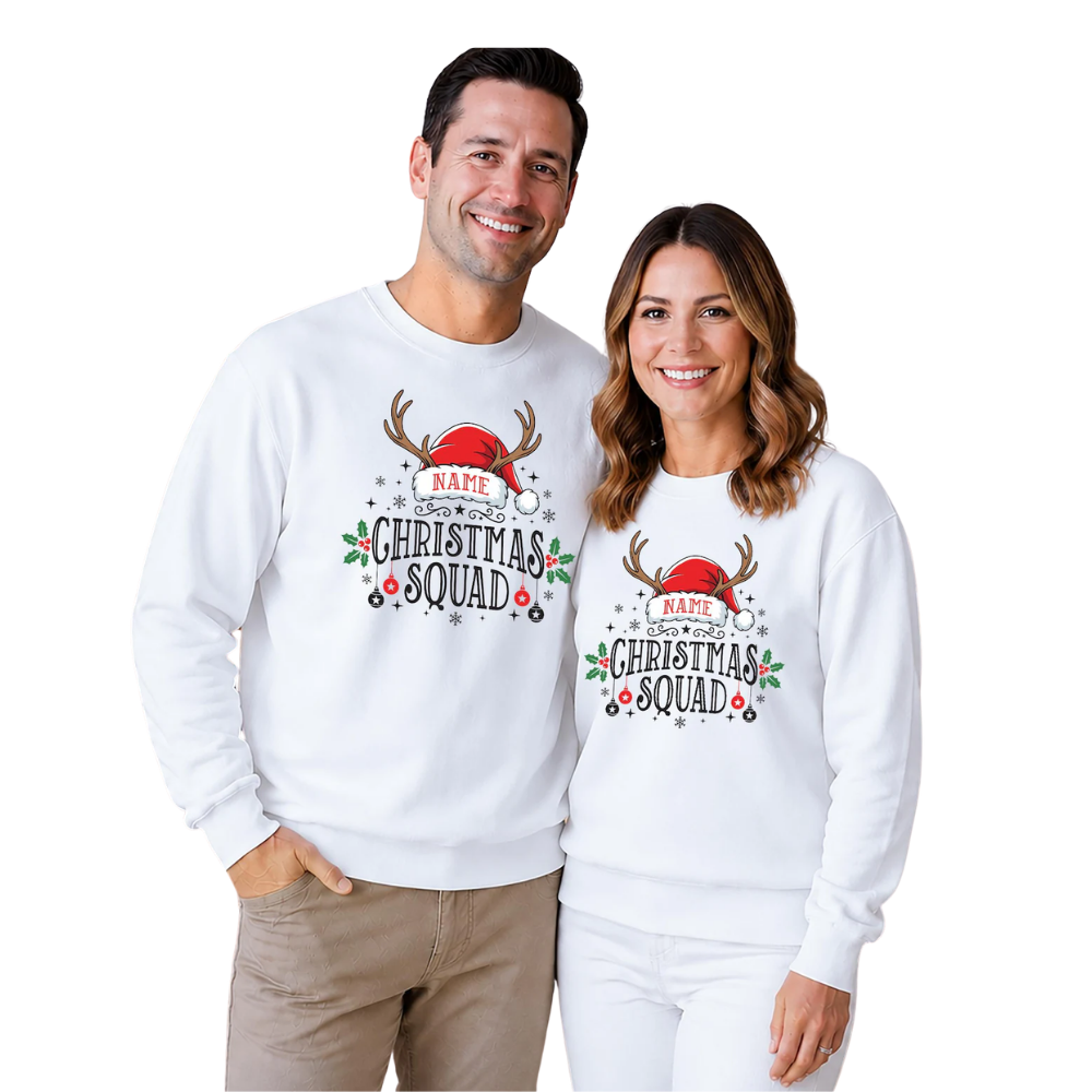 Custom Christmas Squad Family Matching Sweatshirt, Custom Christmas Sweatshirt For Family ET1643
