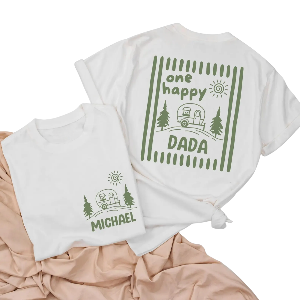 Personalized One Happy Camper First Birtday Family T Shirt, Custom 1st Birthday Camping Matching Family Shirts ET1583