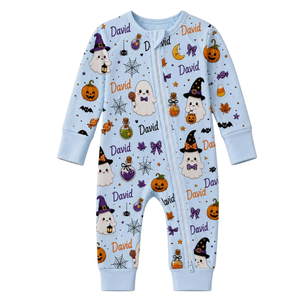Halloween Custom Baby Name Convertible Zippy Romper, Custom Halloween Baby Romper Convertible BB0930