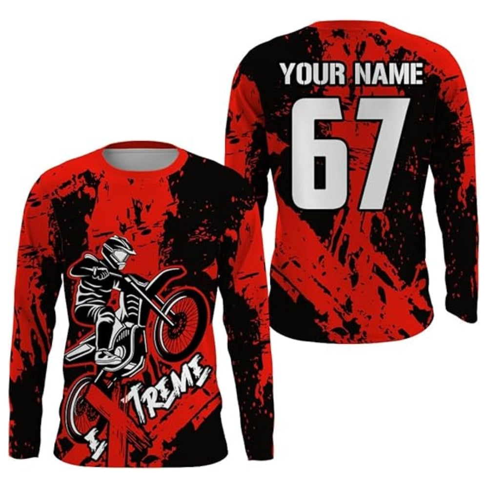 Custom Rider Dirt Bike Long Sleeve Jersey Mens Green, Custom Racing Dirt Bike Shirts MZ0076