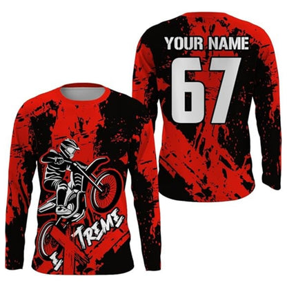 Custom Rider Dirt Bike Long Sleeve Jersey Mens Green, Custom Racing Dirt Bike Shirts MZ0076