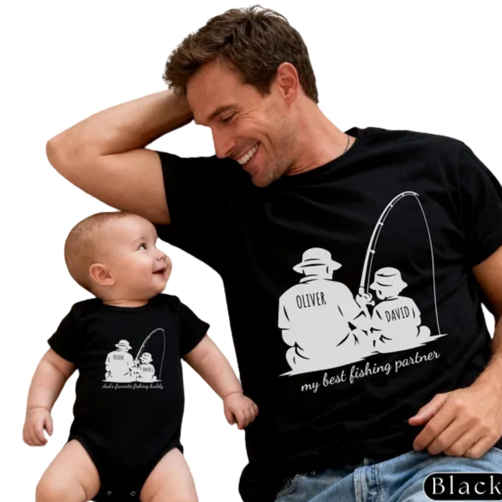 My Best Fishing Partner Custom Dad And Son Matching T Shirt For Father Day, Custom Matching Dad Son Fishing Shirts ET0801