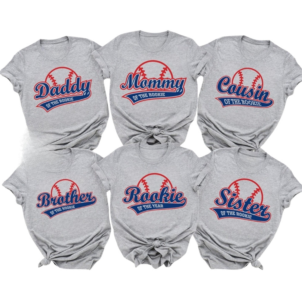 Custom Rookie Of The Year Matching Family T Shirts For 1st Birthday, Custom Baseball First Birthday Matching Shirts For Family ET0399