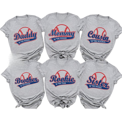 Custom Rookie Of The Year Matching Family T Shirts For 1st Birthday, Custom Baseball First Birthday Matching Shirts For Family ET0399