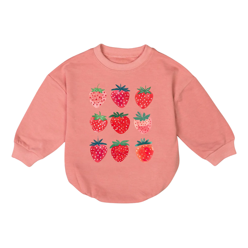 Cute Strawberry Baby Romper Sweater, Strawberry Lover Romper Sweatshirt For Baby BB0165