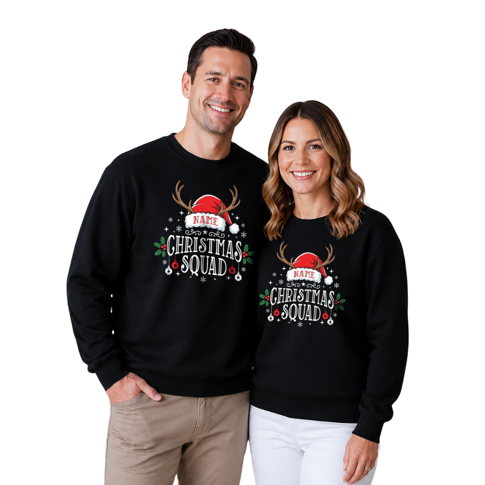 Custom Christmas Squad Family Matching Sweatshirt, Custom Christmas Sweatshirt For Family ET1643