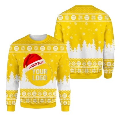 Custom Logo Ugly Xmas Sweatshirt Navy And White, Custom Christmas Sweater 2D1083