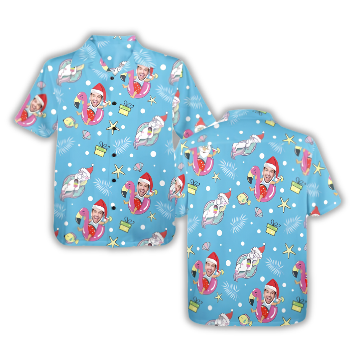 Custom Photo Christmas Tropical Hawaiian Shirt For Men Women, Custom Funny Faces Christmas Hawaiian Shirt HE0880